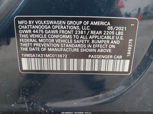 2021 VOLKSWAGEN PASSAT 2.0T SE 9