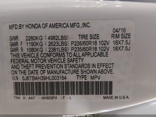2017 ACURA RDX ACURAWATCH PLUS PACKAGE 9