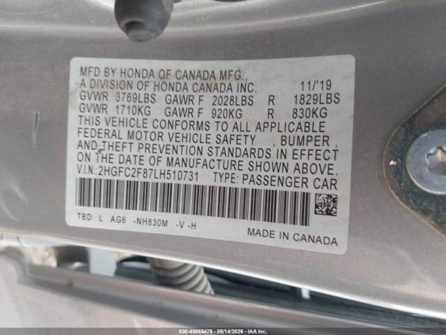 2020 HONDA CIVIC SPORT 9