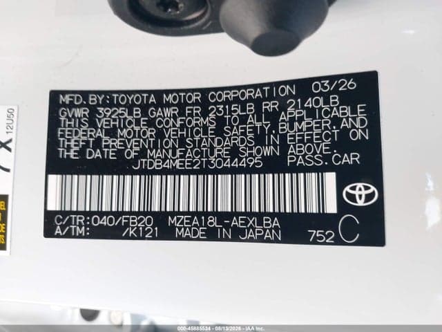 2026 TOYOTA COROLLA LE 9