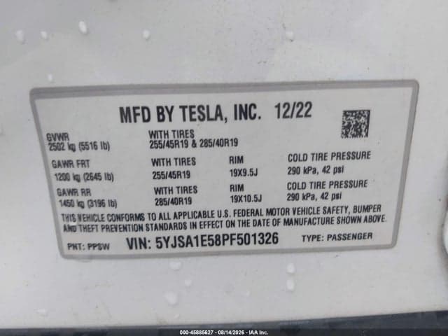 2023 TESLA MODEL S DUAL MOTOR ALL-WHEEL DRIVE/STANDARD RANGE 9