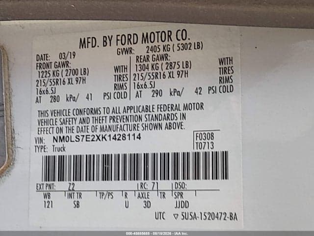 2019 FORD TRANSIT CONNECT XL 9