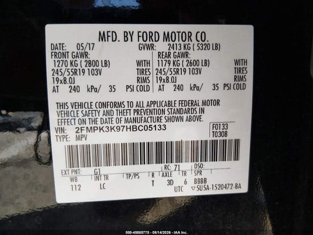2017 FORD EDGE TITANIUM 9