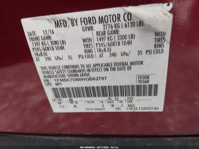2017 FORD EXPLORER XLT 9