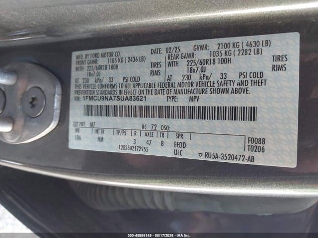 2025 FORD ESCAPE ST-LINE SELECT 9
