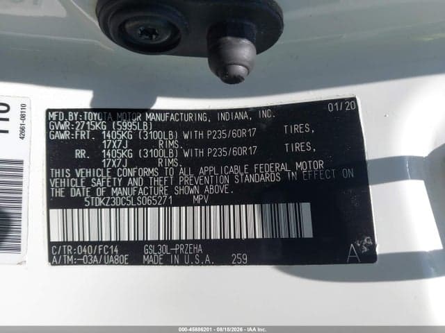 2020 TOYOTA SIENNA LE 9