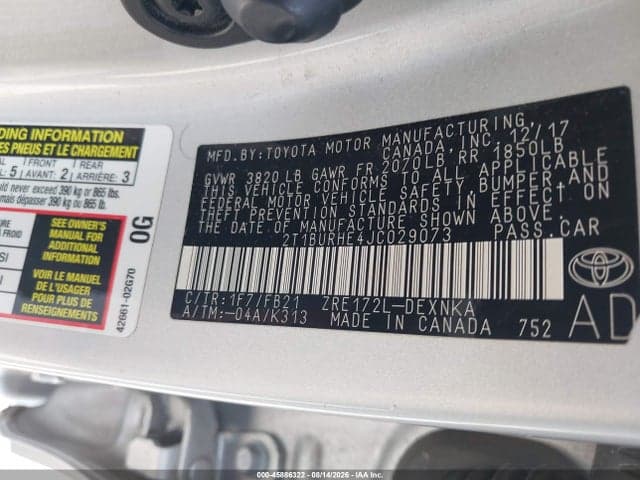 2018 TOYOTA COROLLA LE 9