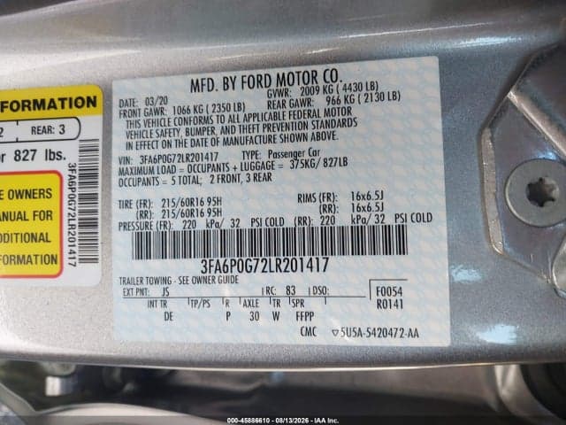 2020 FORD FUSION S 9