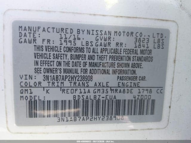 2017 NISSAN SENTRA S 9