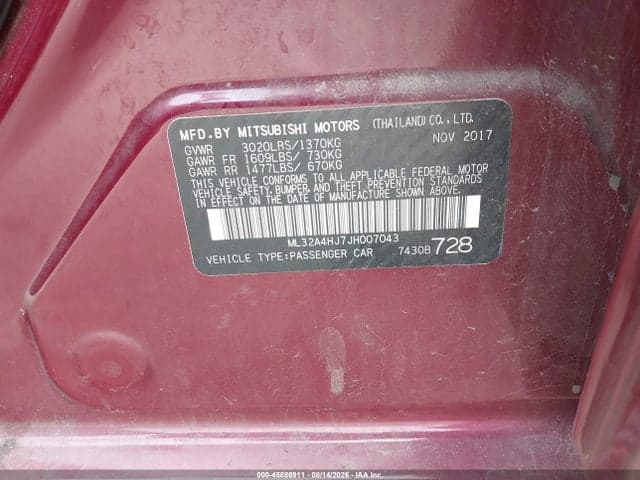 2018 MITSUBISHI MIRAGE SE 9