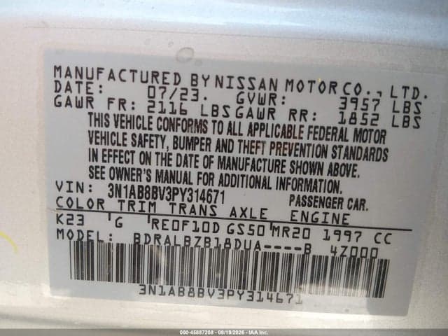 2023 NISSAN SENTRA S XTRONIC CVT 9