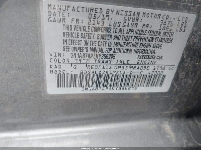 2019 NISSAN SENTRA SV 9