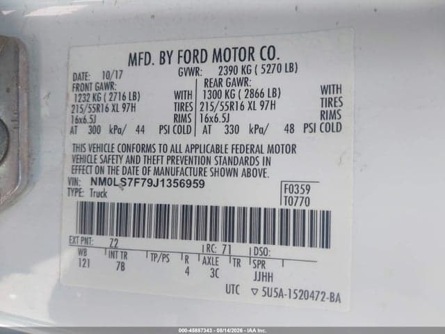 2018 FORD TRANSIT CONNECT XLT 9