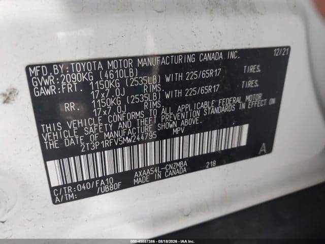 2021 TOYOTA RAV4 XLE 9