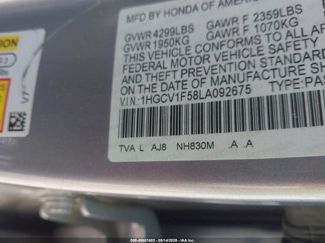 2020 HONDA ACCORD EX-L 9