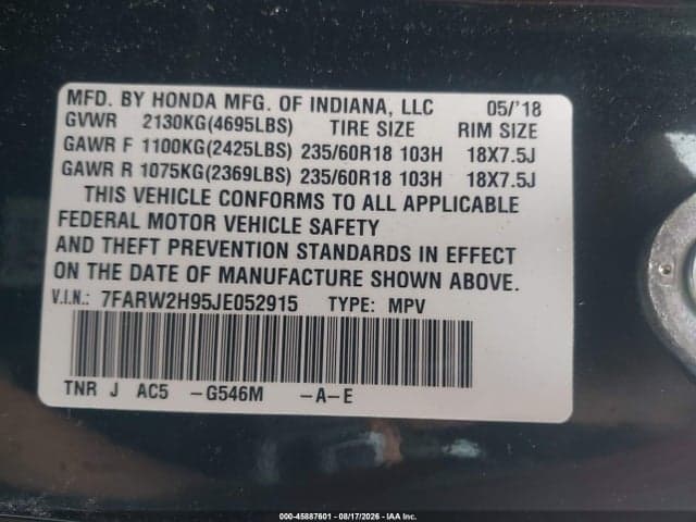 2018 HONDA CR-V TOURING 9