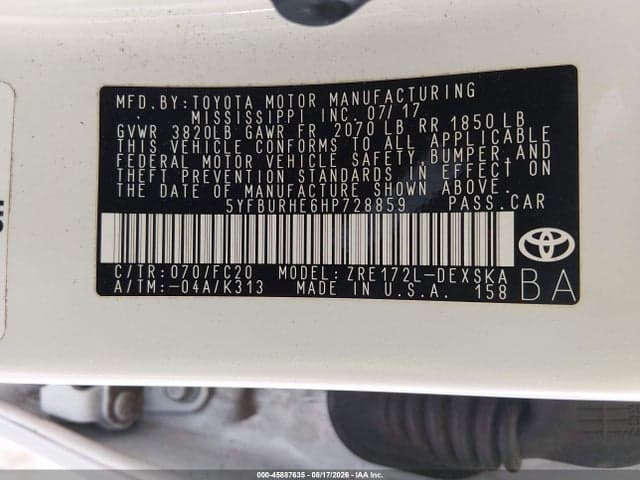 2017 TOYOTA COROLLA SE 9