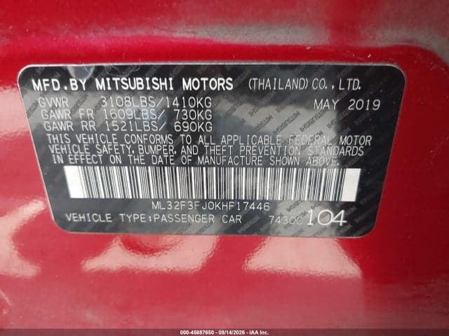 2019 MITSUBISHI MIRAGE G4 ES 9