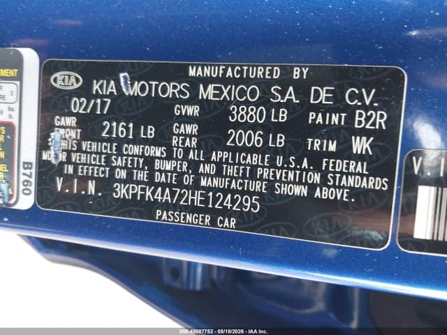 2017 KIA FORTE LX 9