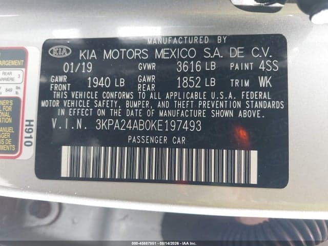 2019 KIA RIO S 9