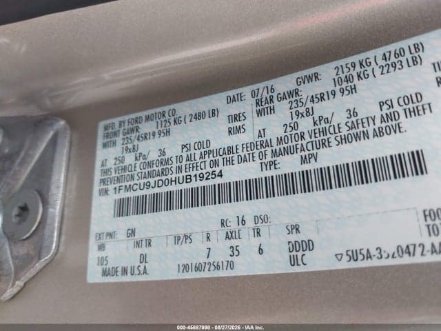 2017 FORD ESCAPE TITANIUM 9