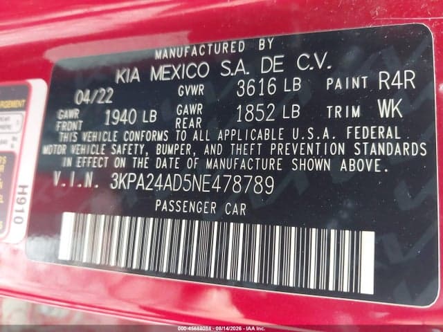 2022 KIA RIO S 9