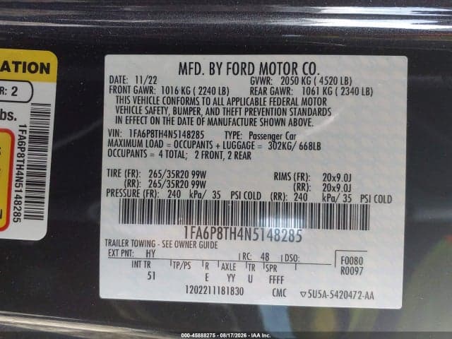 2022 FORD MUSTANG ECOBOOST PREMIUM FASTBACK 9