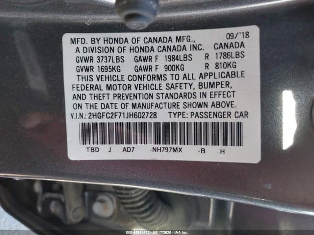 2018 HONDA CIVIC EX 9