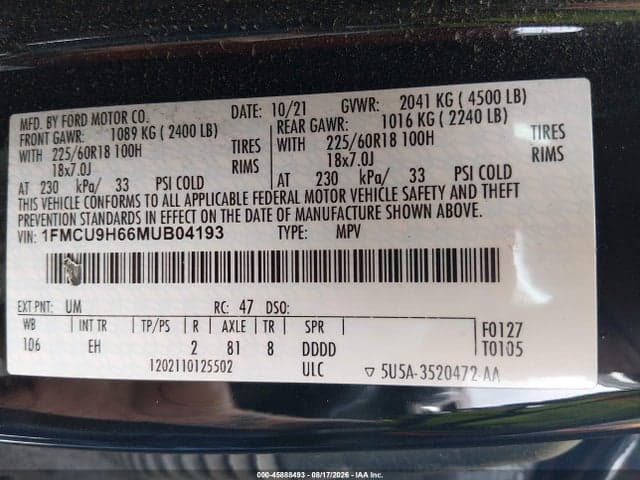 2021 FORD ESCAPE SEL 9