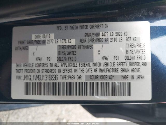 2018 MAZDA MAZDA6 TOURING 9