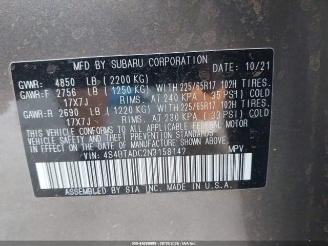 2022 SUBARU OUTBACK PREMIUM 9
