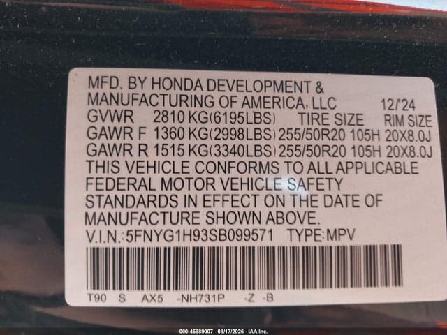 2025 HONDA PILOT BLACK EDITION 9