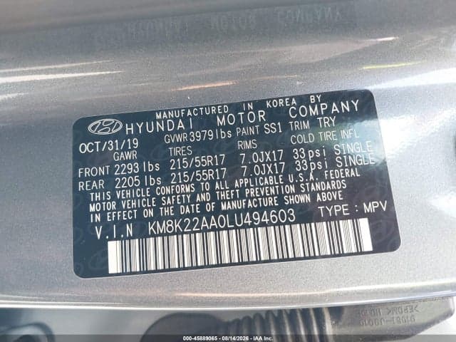 2020 HYUNDAI KONA SEL 9