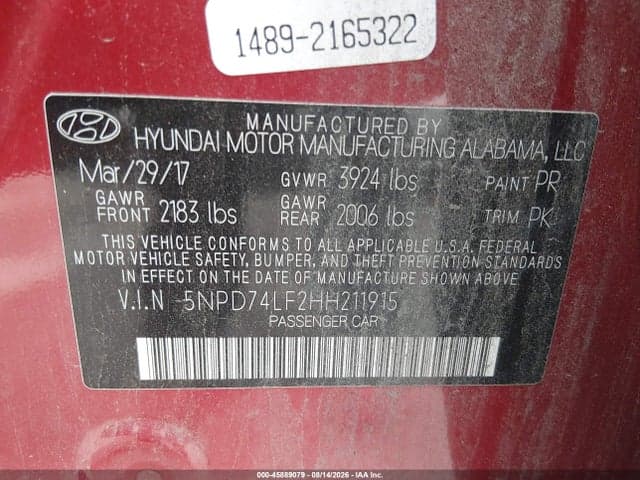 2017 HYUNDAI ELANTRA SE 9