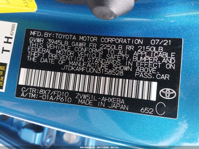 2022 TOYOTA PRIUS LE 9