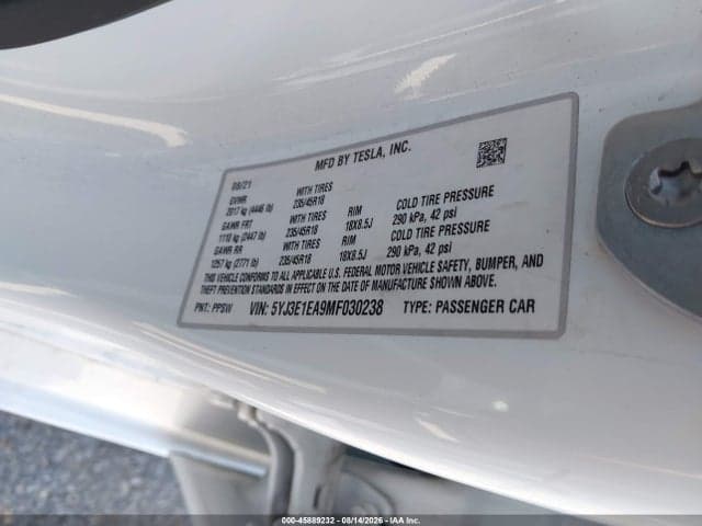 2021 TESLA MODEL 3 STANDARD RANGE PLUS REAR-WHEEL DRIVE 9