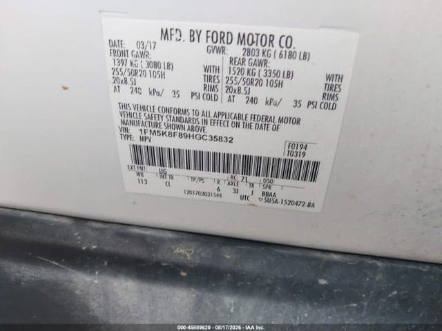 2017 FORD EXPLORER LIMITED 9