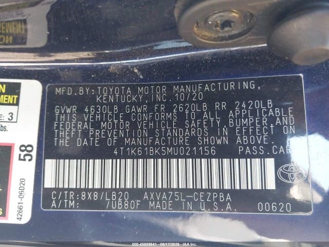 2021 TOYOTA CAMRY XSE AWD 9