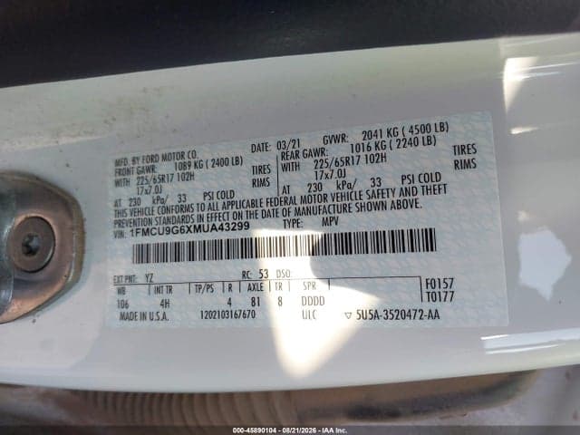 2021 FORD ESCAPE SE 9