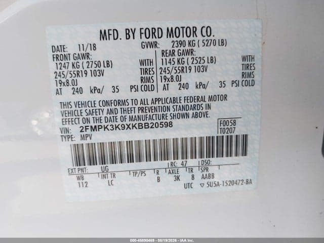 2019 FORD EDGE TITANIUM 9