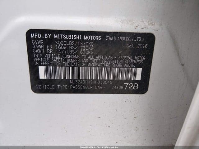 2017 MITSUBISHI MIRAGE ES 9