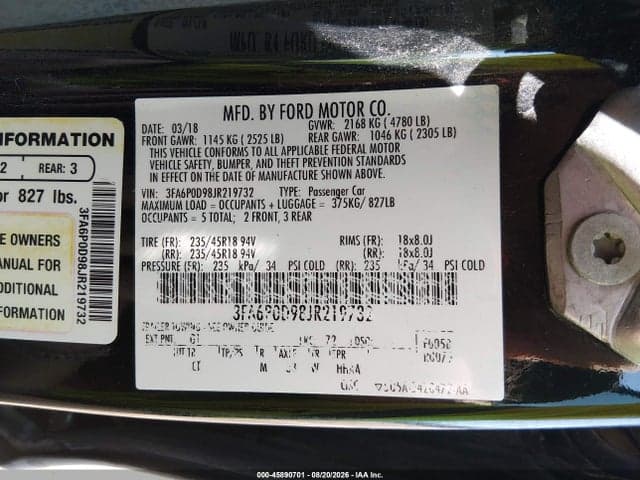 2018 FORD FUSION TITANIUM 9