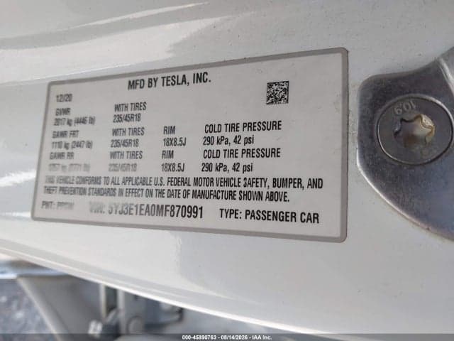 2021 TESLA MODEL 3 STANDARD RANGE PLUS REAR-WHEEL DRIVE 9