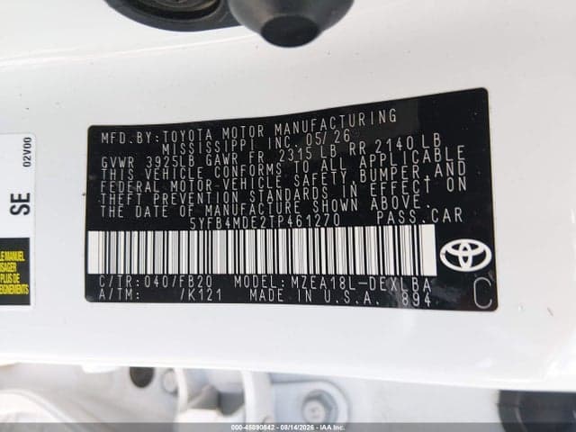 2026 TOYOTA COROLLA LE 9