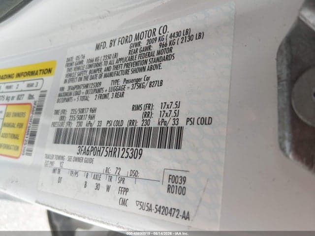 2017 FORD FUSION SE 9