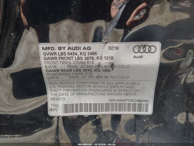 2019 AUDI Q5 45 PREMIUM 9