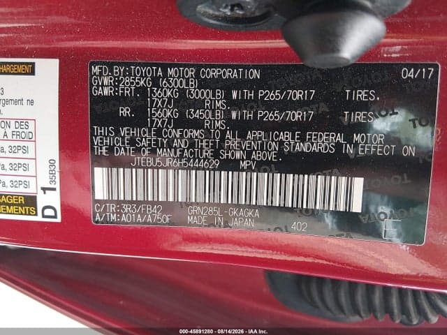 2017 TOYOTA 4RUNNER SR5 9
