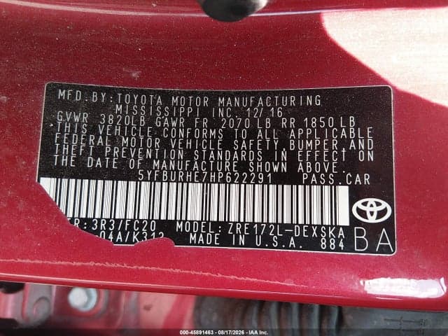 2017 TOYOTA COROLLA SE 9