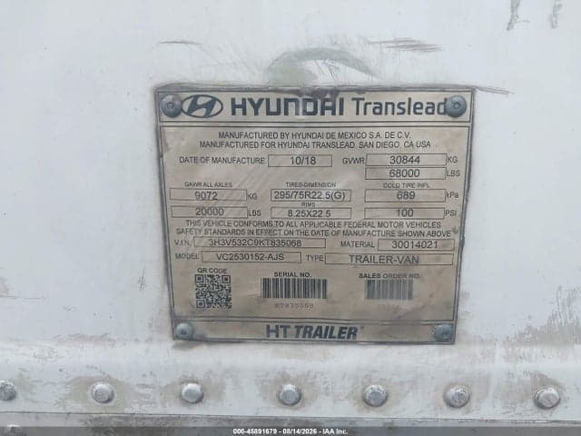 2019 HYUNDAI TRANSLEAD INC UNKNOWN 9
