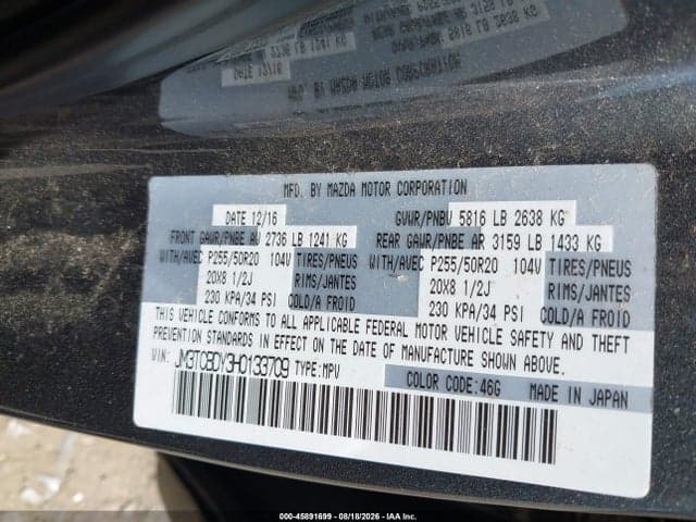2017 MAZDA CX-9 GRAND TOURING 9